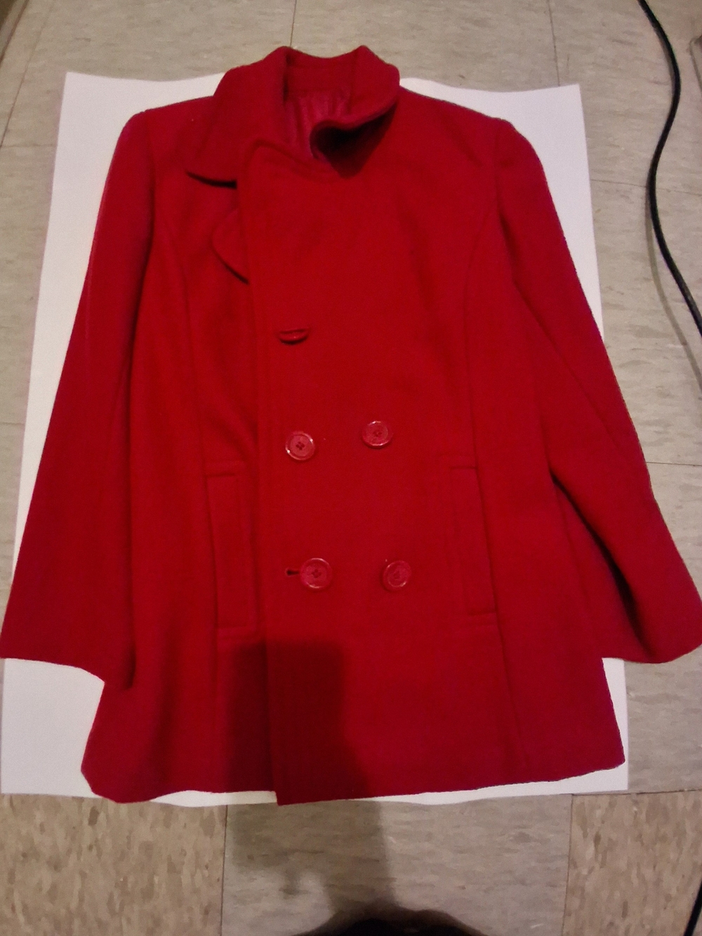 Women’s Red Double-Breasted Wool Coat